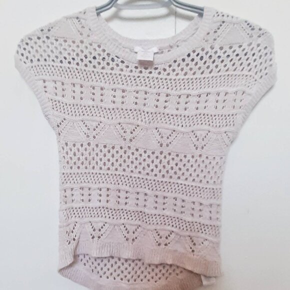 Girls' Knit Short Sleeve Top – Light Pink Lace Pattern – Size 6/7 - Picture 1 of 4
